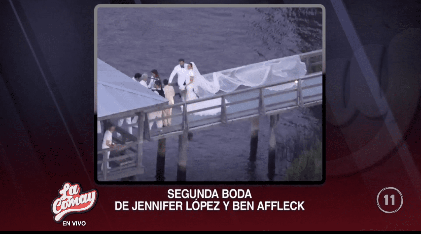 Jennifer López causa sensación con su mega velo en su segunda boda con