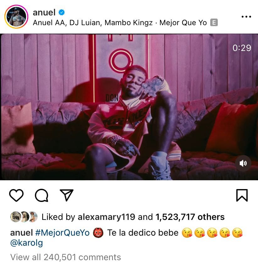 Anuel AA Lanza Nueva Canción Y Se La Dedica A Karol G - TeleOnce TV ...